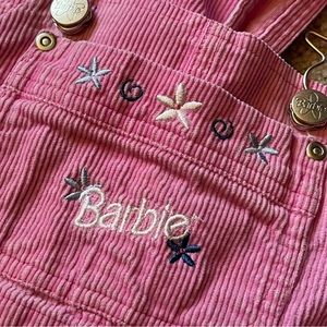 Vintage Barbie Pink Corduroy Girls Size 4/5 Overalls Coveralls Embroidered